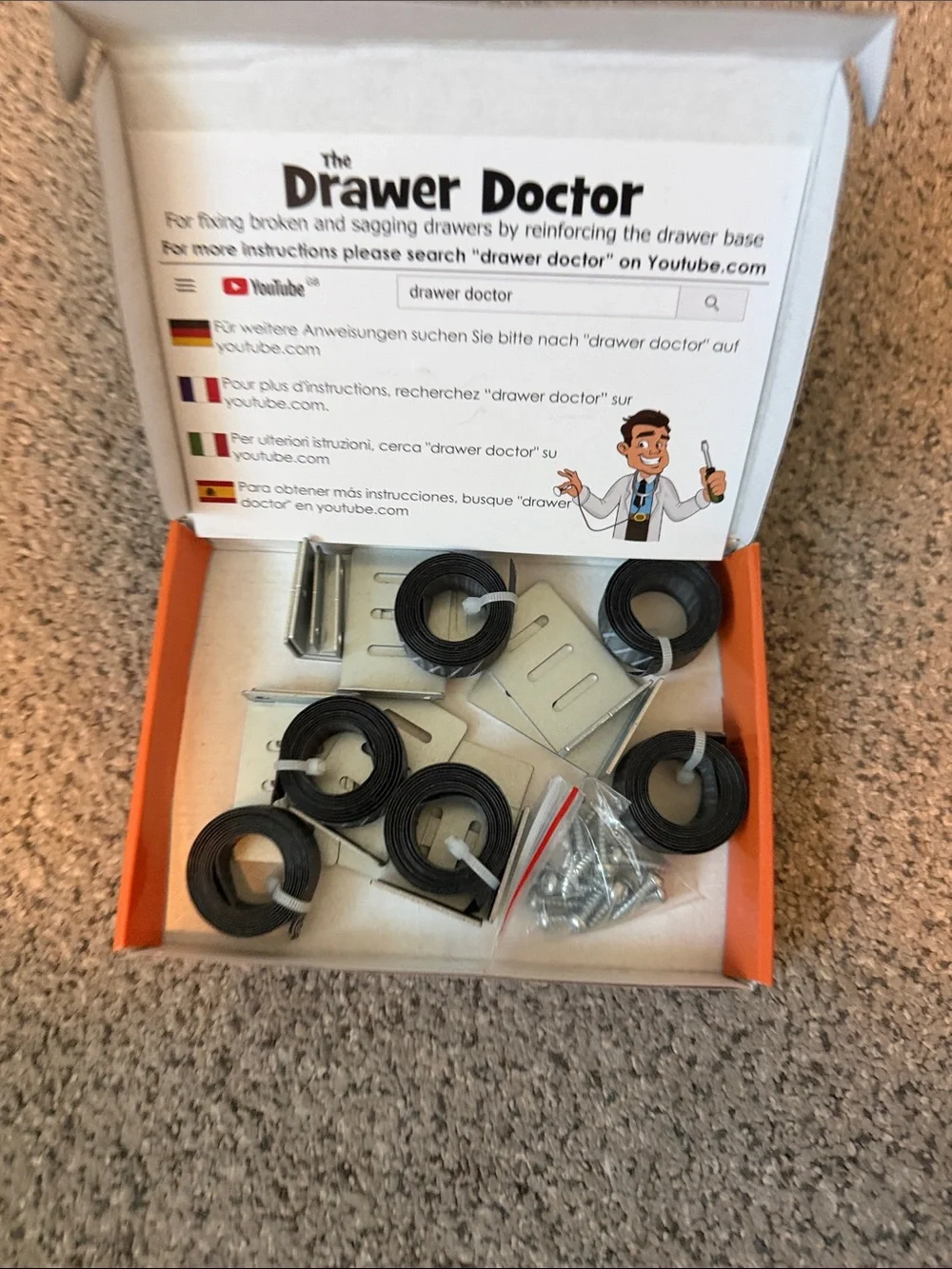 DIY Doctor Drawer Repair Kit - Black & Orange - 6 Pack